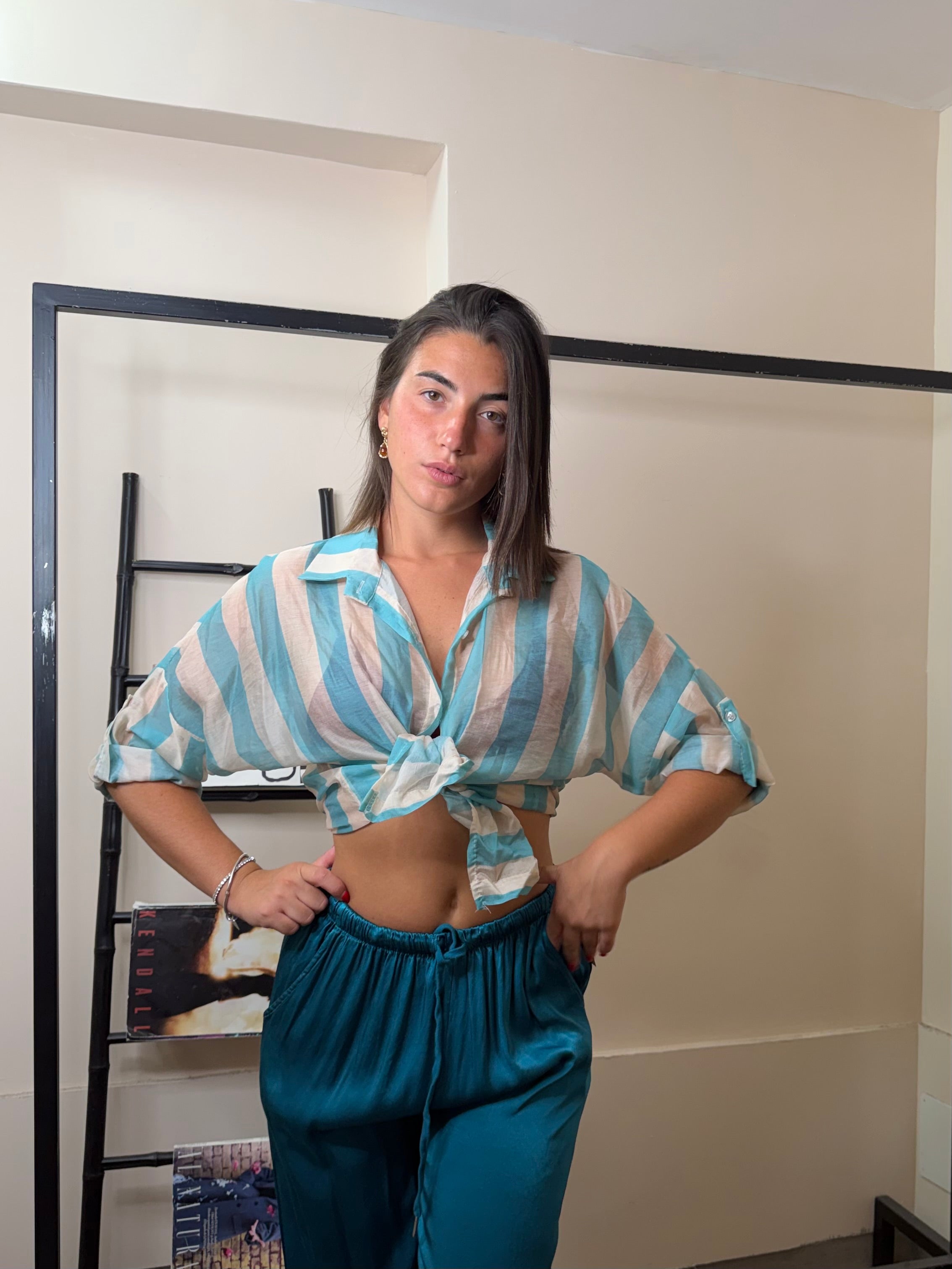 camicia righe velata