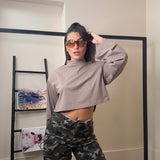 T-shirt crop mezzo collo
