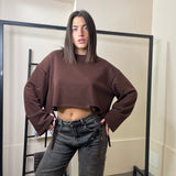 Felpa crop strappo