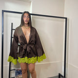 Kimono brown&lime