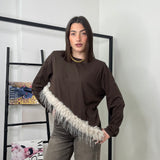 Maglia piume due colori