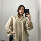 Camicia lino beige