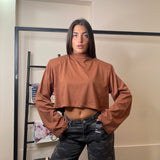 T-shirt crop mezzo collo