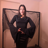 Maglia volant nero morticia addams