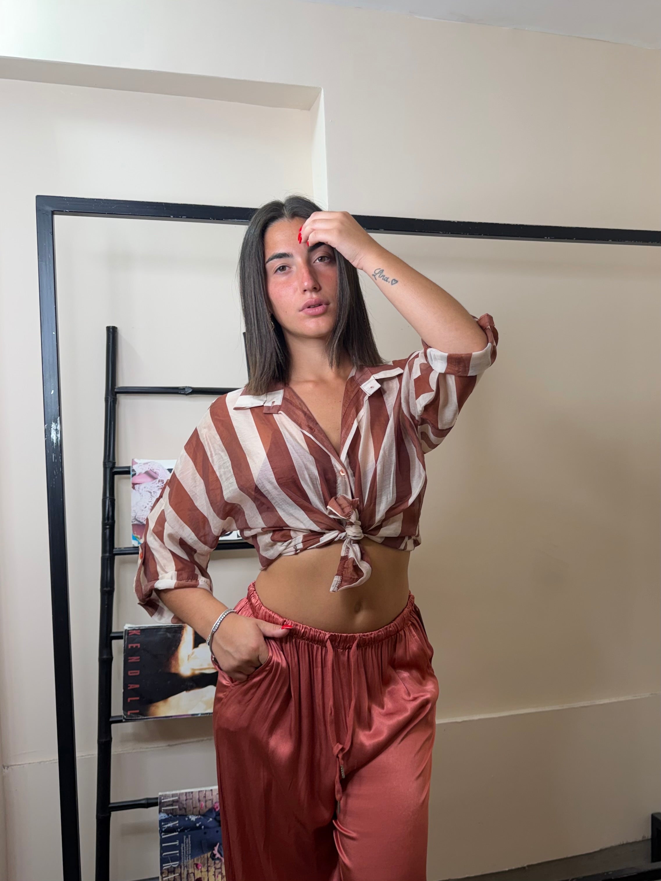 camicia righe velata