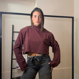 T-shirt crop mezzo collo