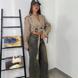 Trench crop beige