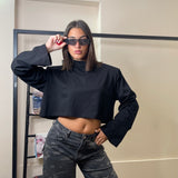 T-shirt crop mezzo collo