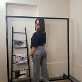Jeans wide leg grigio