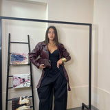 Pantalone vita alta acetato