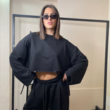 Felpa crop strappo