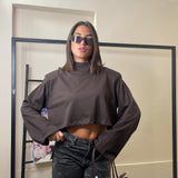 T-shirt crop mezzo collo