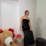 Abito velluto macramè