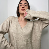 MAGLIA PULL V BEIGE