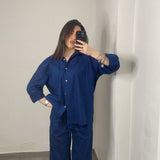 Coordinato lino blu navy
