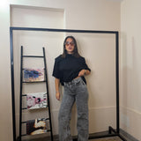 Jeans wide leg grigio
